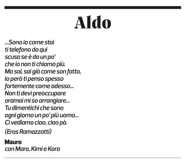 Annuncio funebre Aldo Rusconi