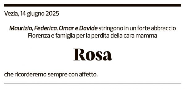 Annuncio funebre Rosa Pianezzi