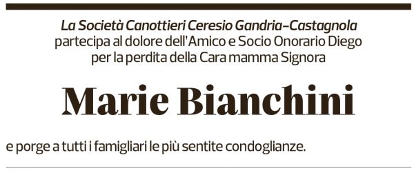 Annuncio funebre Marie Bianchini