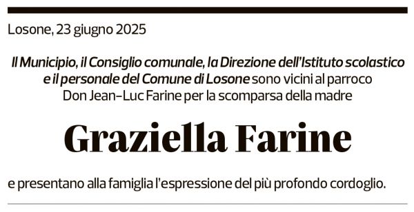 Annuncio funebre Graziella Farine