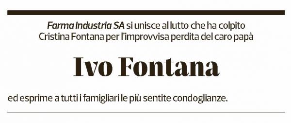 Annuncio funebre Ivo Fontana