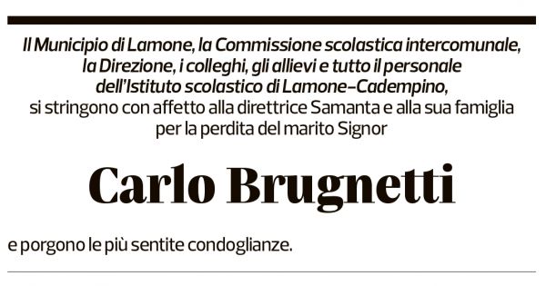 Annuncio funebre Carlo Brugnetti