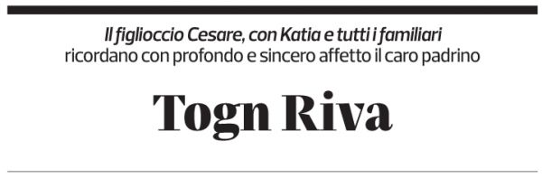 Annuncio funebre Togn Riva