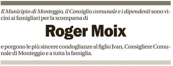 Annuncio funebre Roger Moix