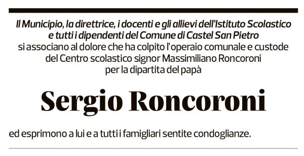 Annuncio funebre Sergio Roncoroni