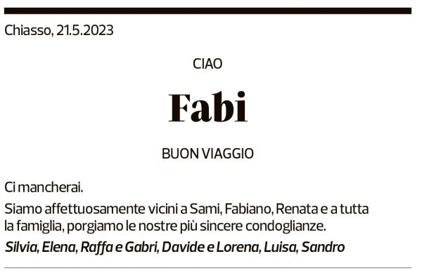 Annuncio funebre Fabiano Pessina