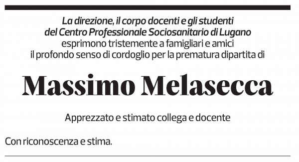 Annuncio funebre Massimo Melasecca