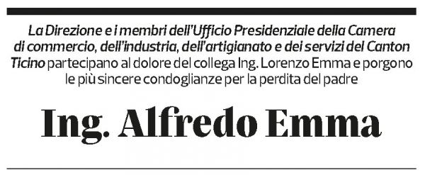Annuncio funebre Alfredo Emma