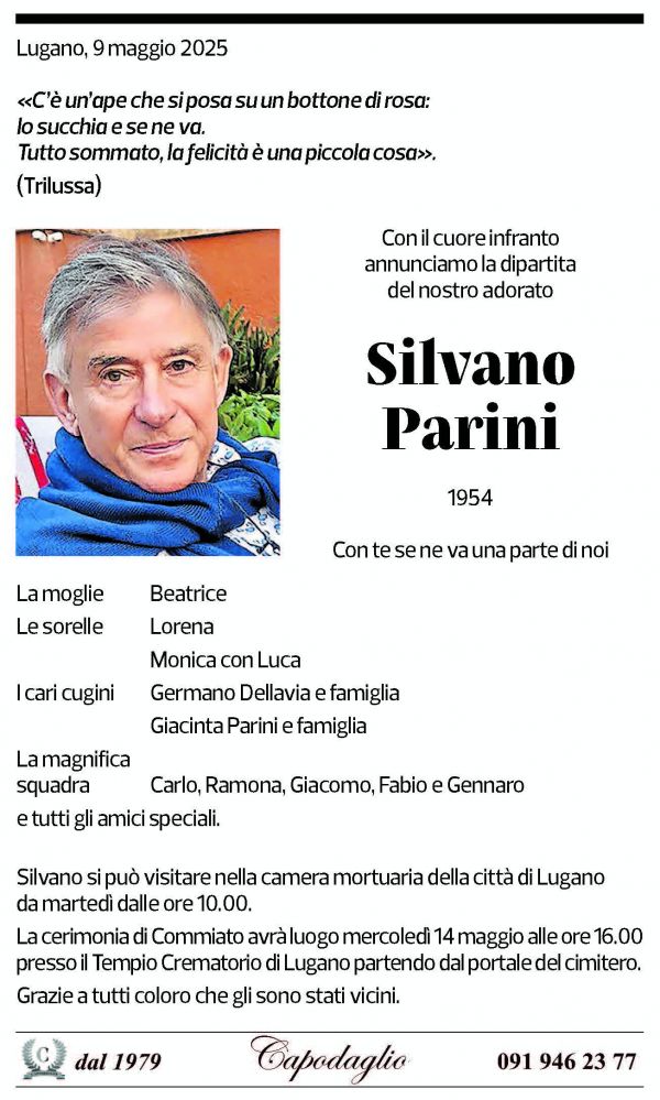 Annuncio funebre Silvano Parini