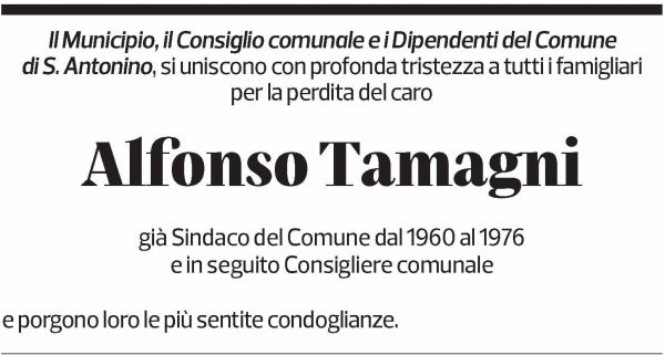 Annuncio funebre Alfonso Tamagni