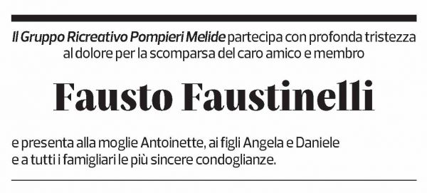 Annuncio funebre Fausto Faustinelli