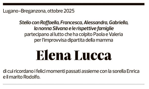 Annuncio funebre Elena Lucca