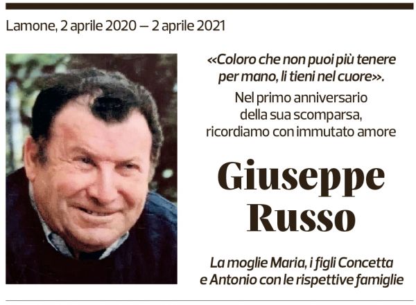 Annuncio funebre Giuseppe Russo