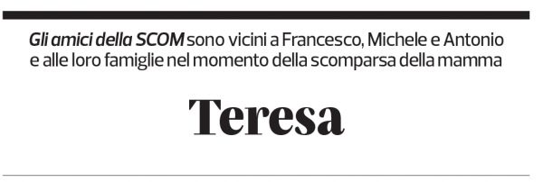 Annuncio funebre Teresa Guglielmetti