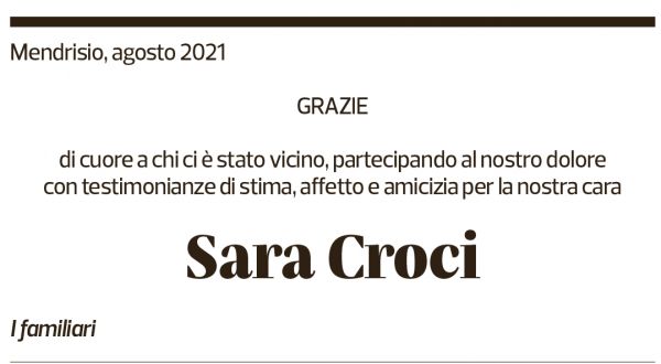 Annuncio funebre Sara Croci