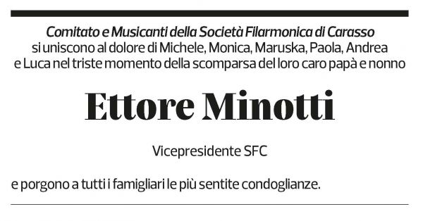 Annuncio funebre Ettore Minotti