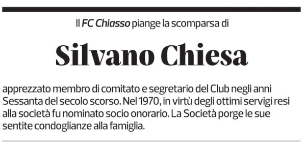 Annuncio funebre Silvano Chiesa