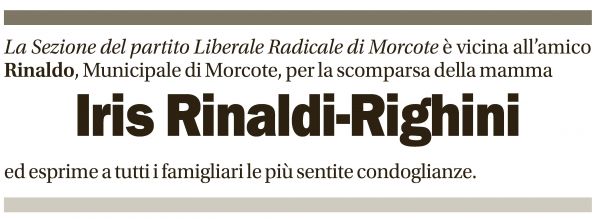Annuncio funebre Iris Rinaldi-righini