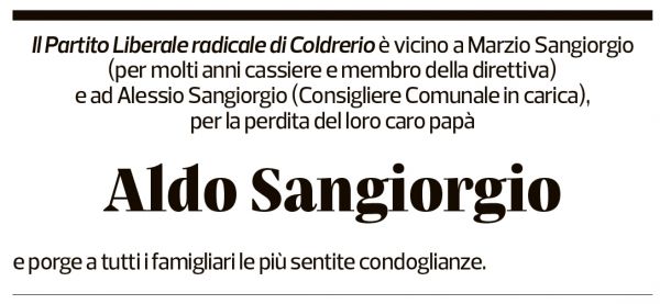 Annuncio funebre Aldo Sangiorgio