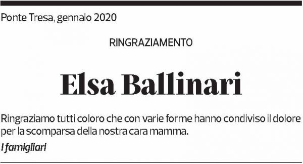Annuncio funebre Elsa Ballinari