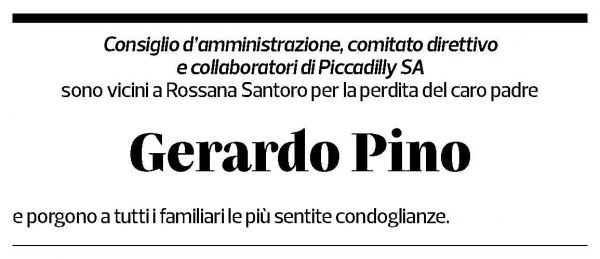 Annuncio funebre Gerardo Pino