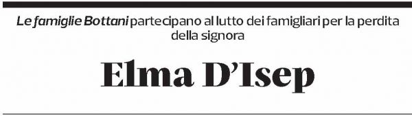Annuncio funebre Elma D'isep