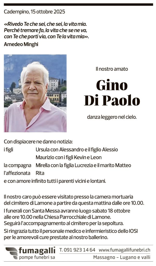 Annuncio funebre Gino Di Paolo