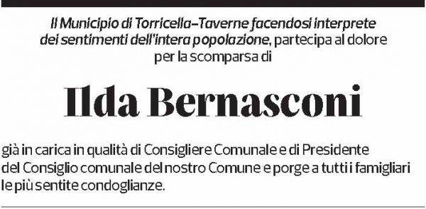 Annuncio funebre Ilda Bernasconi