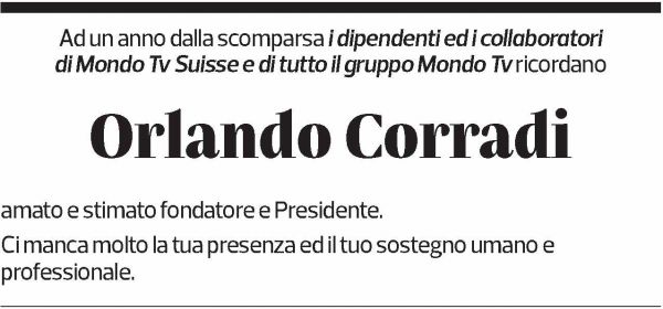 Annuncio funebre Orlando Corradi