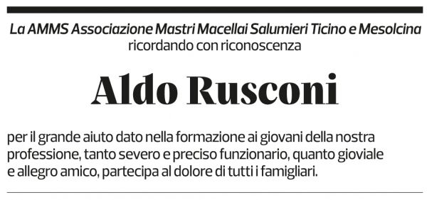 Annuncio funebre Aldo Rusconi