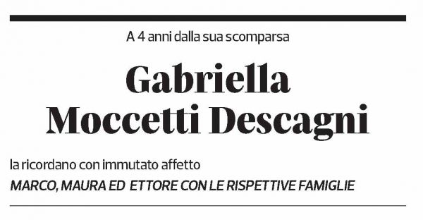 Annuncio funebre Gabriella Mocetti Descagni