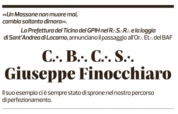 Annuncio funebre Giuseppe Finocchiaro