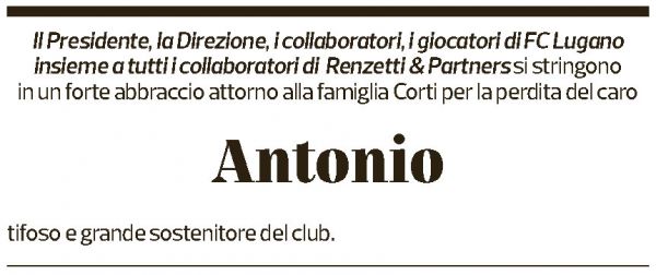 Annuncio funebre Antonio Corti