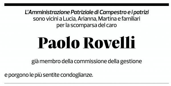 Annuncio funebre Paolo Rovelli