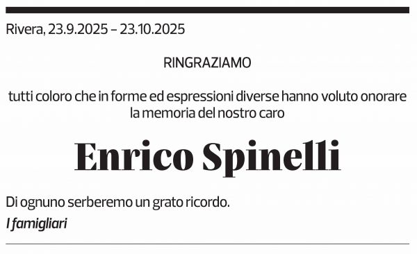 Annuncio funebre Enrico Spinelli