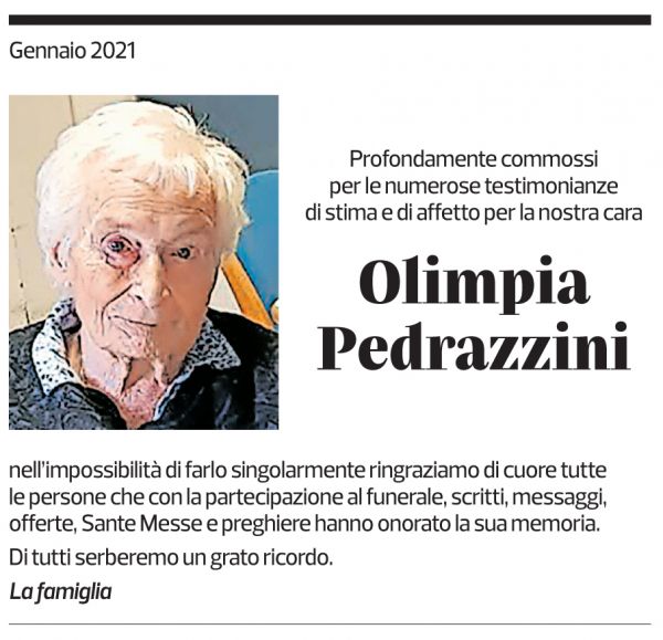 Annuncio funebre Olimpia Pedrazzini