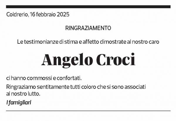 Annuncio funebre Angelo Croci
