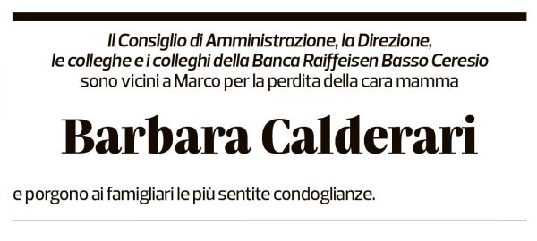 Annuncio funebre Barbara Calderari