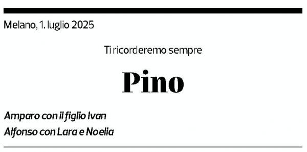 Annuncio funebre Giuseppe Martinelli