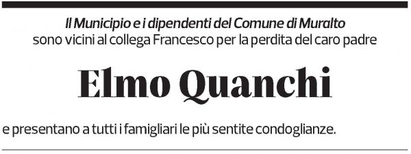 Annuncio funebre Elmo Quanchi