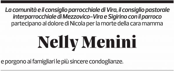Annuncio funebre Nelly Menini