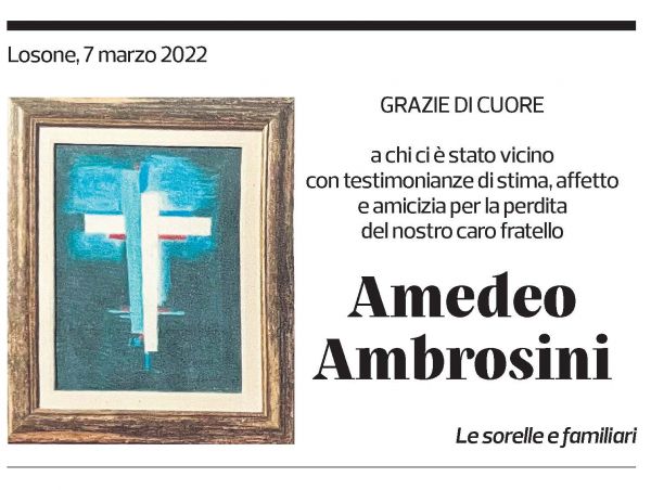 Annuncio funebre Amedeo Ambrosini