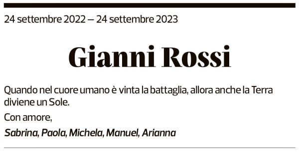 Annuncio funebre Gianni Rossi