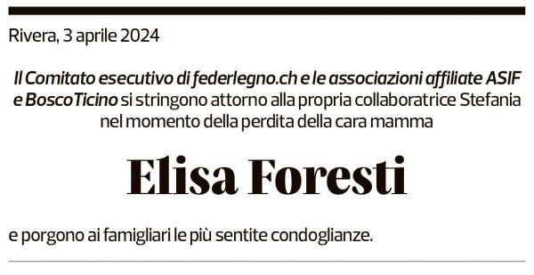 Annuncio funebre Elisa Foresti