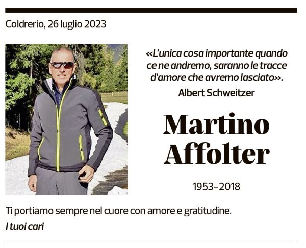 Annuncio funebre Martino Affolter