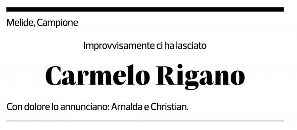 Annuncio funebre Carmelo Rigano