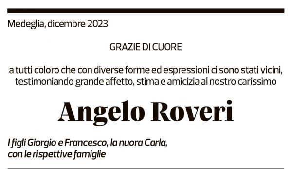 Annuncio funebre Angelo Roveri