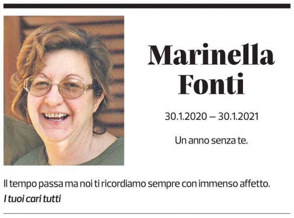 Annuncio funebre Marinella Fonti