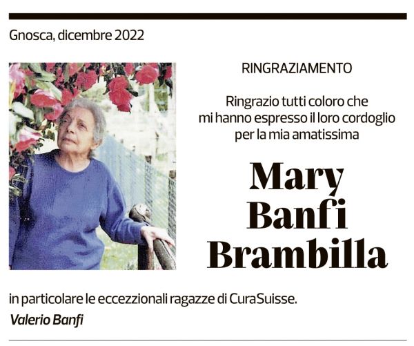 Annuncio funebre Mary Banfi Brambilla