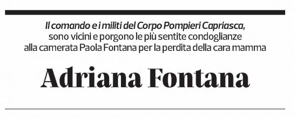 Annuncio funebre Adriana Fontana